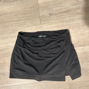 White Fox Black Mini Skirt with Slit (Built-in Shorts)